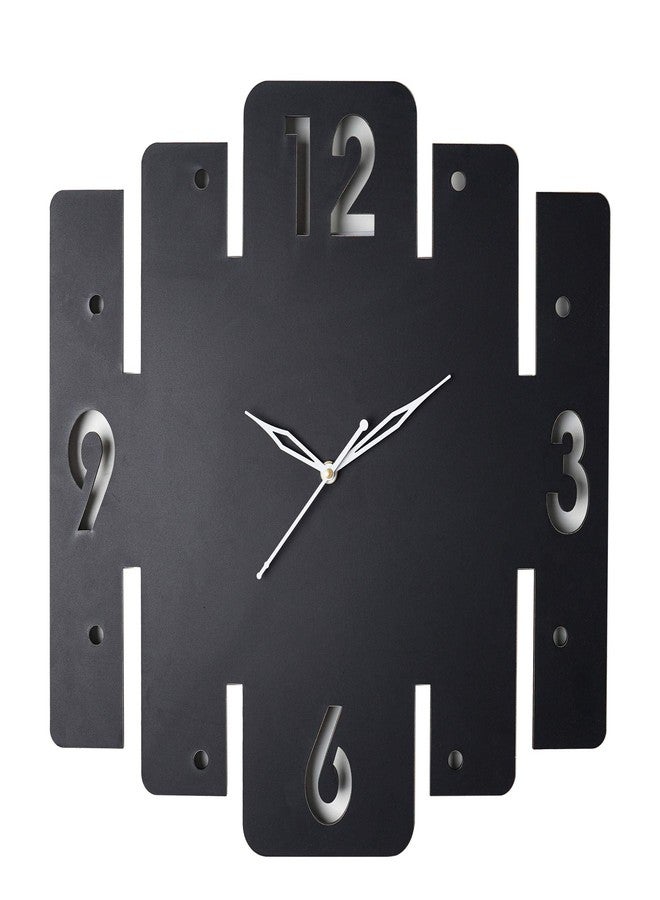Ingo creation Wooden Silent Movement Wall Clock Without Frame for Home, Office, Living Room, Bedroom-Black - Image 1
