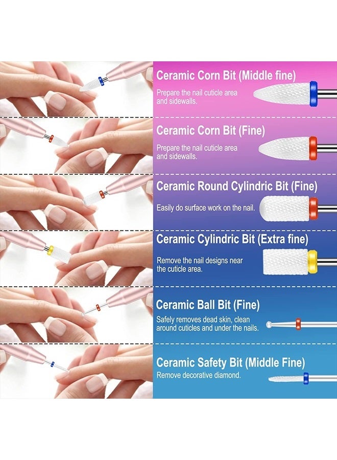 Ankey 25Pcs Nail Drill Bits Set with Portable Nail Drill Bit Holder, 3/32 Inch Nail Drill Bits for Acrylic Nails, Ceramic Diamond Carbide Cuticle Efile Remover Bits for Home Salon Acrylic Gel Nail Polish - Image 3