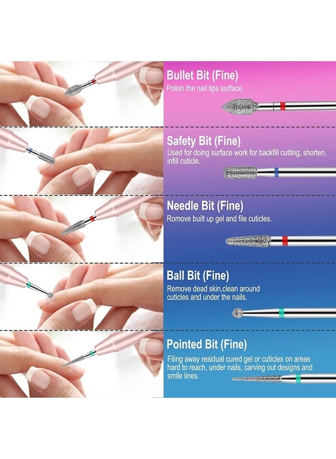 Ankey 25Pcs Nail Drill Bits Set with Portable Nail Drill Bit Holder, 3/32 Inch Nail Drill Bits for Acrylic Nails, Ceramic Diamond Carbide Cuticle Efile Remover Bits for Home Salon Acrylic Gel Nail Polish - Image 5