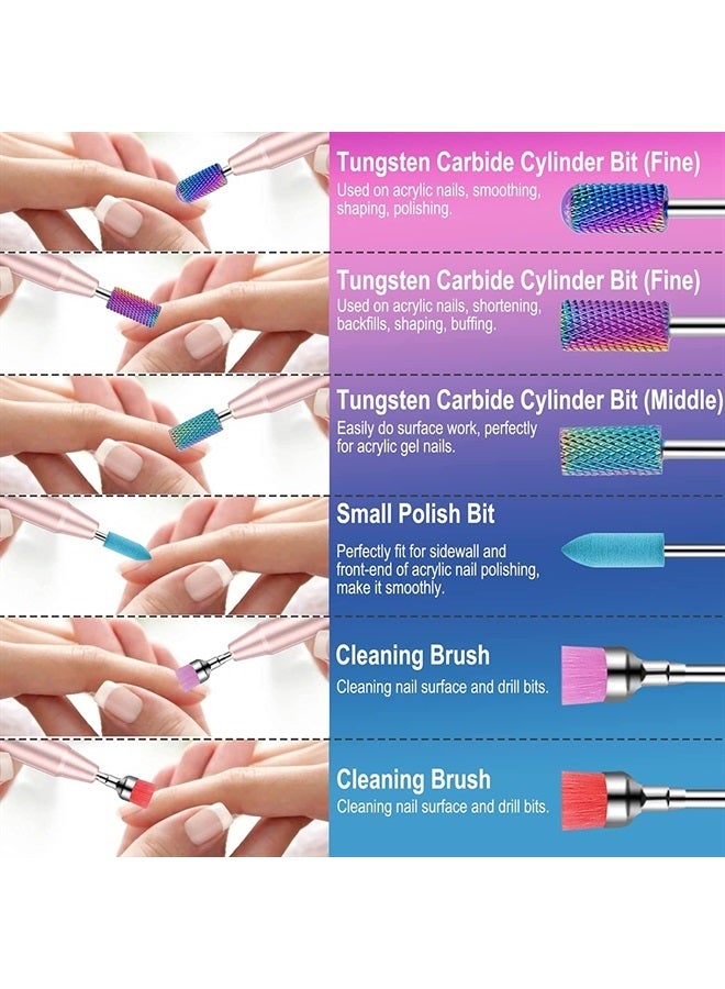 Ankey 25Pcs Nail Drill Bits Set with Portable Nail Drill Bit Holder, 3/32 Inch Nail Drill Bits for Acrylic Nails, Ceramic Diamond Carbide Cuticle Efile Remover Bits for Home Salon Acrylic Gel Nail Polish - Image 4