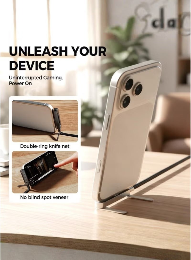 Earldom 2-in-1 Foldable Phone Stand USB-C to USB-C Cable 240W Fast Charging, 1.5M Braided Type-C Cable with Invisible Stand, PD Fast Charger Cord for Smartphones, Tablets, Laptops & USB-C Devices - Image 2