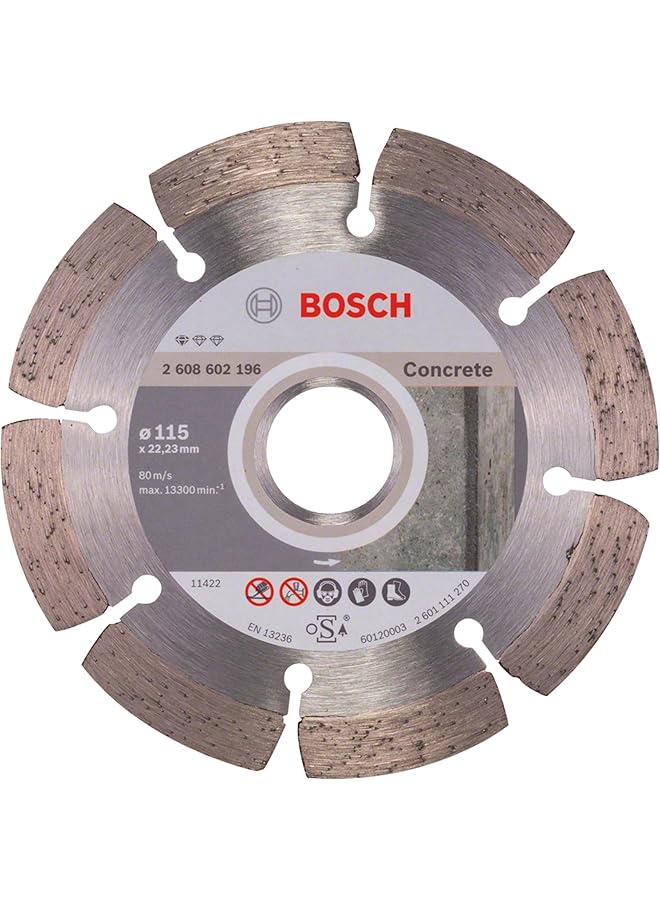 BOSCH Standard For Concrete Diamond Cutting Disc For Small Angle Grinders Eliable Cuts For Concrete 1 Piece 115 Mm Diameter - Image 1