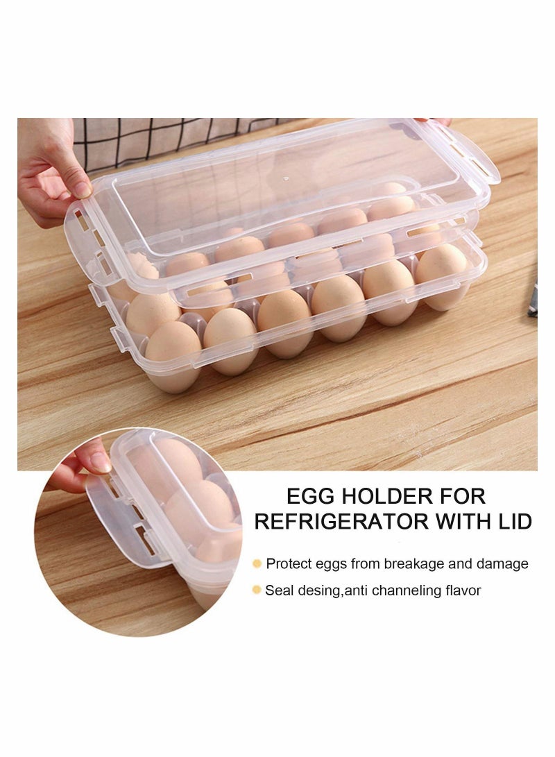 SYOSI 2 Pack Covered Egg Holders For Refrigerator Egg Storage Container Plastic Egg Trays Deviled Egg Tray Carrier with Lid - Image 4