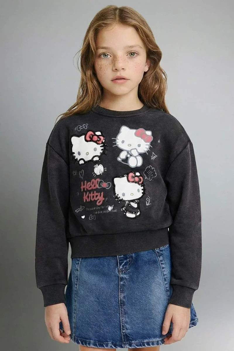 DeFacto Hello Kitty Licensed Animal Crew Neck Sweatshirt