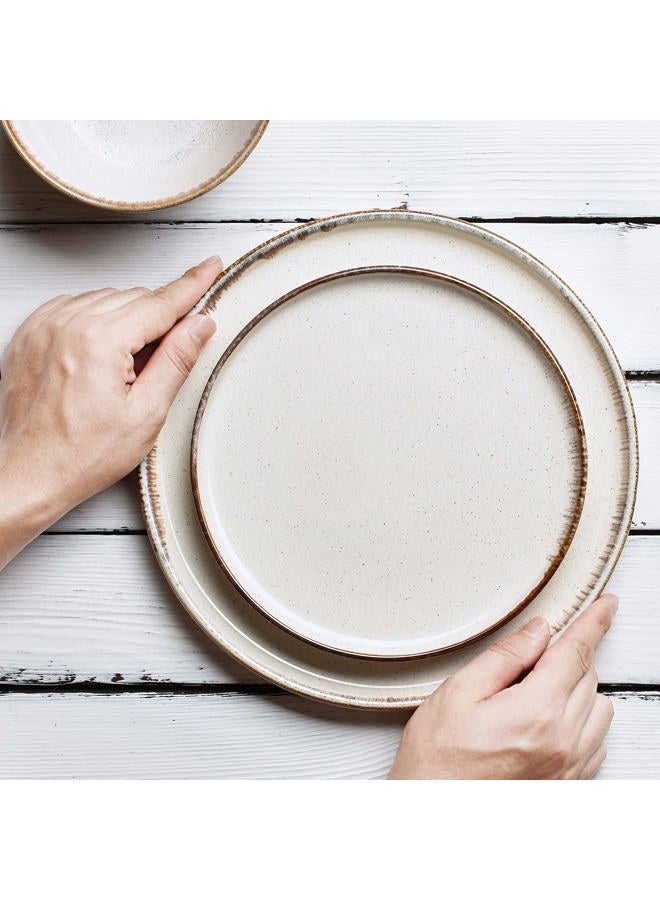 Bosmarlin Stoneware Dinner Plates, Set of 4 for Salad, Pasta, Dessert, Microwave and Dishwasher Safe (Beige, 10.5 in) - Image 4