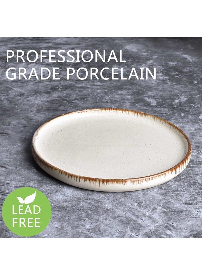 Bosmarlin Stoneware Dinner Plates, Set of 4 for Salad, Pasta, Dessert, Microwave and Dishwasher Safe (Beige, 10.5 in) - Image 3