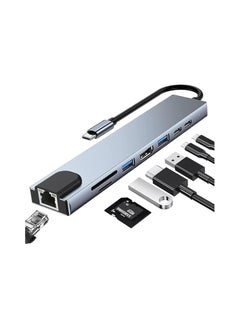 Generic USB C Hub adapter 8 in 1 USB C Dongle with 4K@60Hz HDMI, RJ45 Ethernet, 100W PD, SD/TF Card Reader, 2 USB Ports, USB Type C Hub for MacBook Pro Air M1  - Image 1