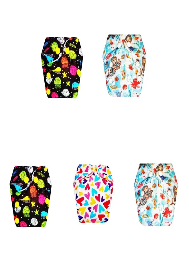 حفاضات قماشية فاخرة من دمبلدو للأطفال حديثي الولادة مع حشوة داخلية (عبوة من 5 قطع) | ناعمة ولطيفة | قابلة لإعادة الاستخدام والغسل | سريعة الجفاف | مصممة من قبل الأمهات | من 0 إلى 4 أشهر | للجنسين - Image 1