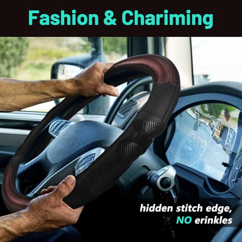DaisyInner 18 Inch Truck Steering Wheel Cover Leather Wheel Semi-Truck Comfy Grip Cover Anti Slip Car Accessory, Fits Rv, Big Rig and Classic Car (Black, Classic Style) - Image 2