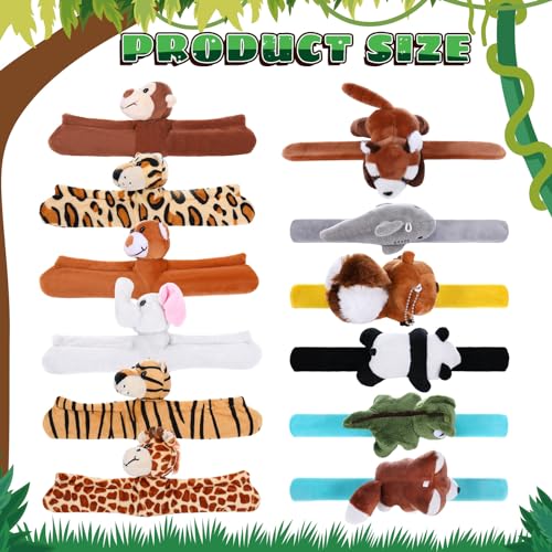 Relaxgiant 12 Pcs Stuffed Animal Slap Bracelet Plush Toy Hug Animal Slap Bracelet Plush Wrist Cute Snap Bracelets for Birthday Party FavorsCute Style - Image 5