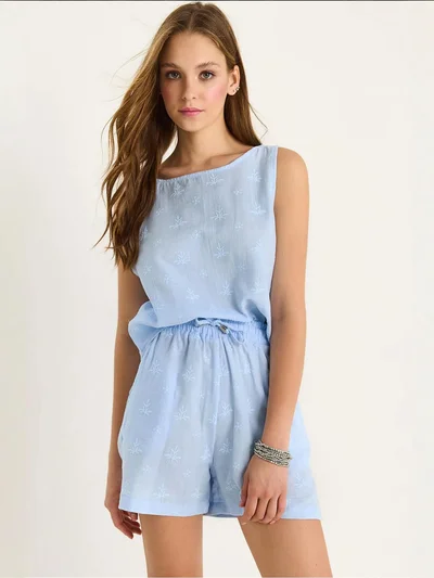 Bianco Lucci LUCCI Short High Waist Two-Piece Coord Set with Button Closure