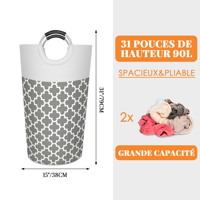 Caroeas 90L Light Laundry Basket (13 Colors), Waterproof Laundry Hamper, Laundry Bag with Padded Handles, Clothes Hamper, Collapsible Laundry Basket Easy Storage - Image 2