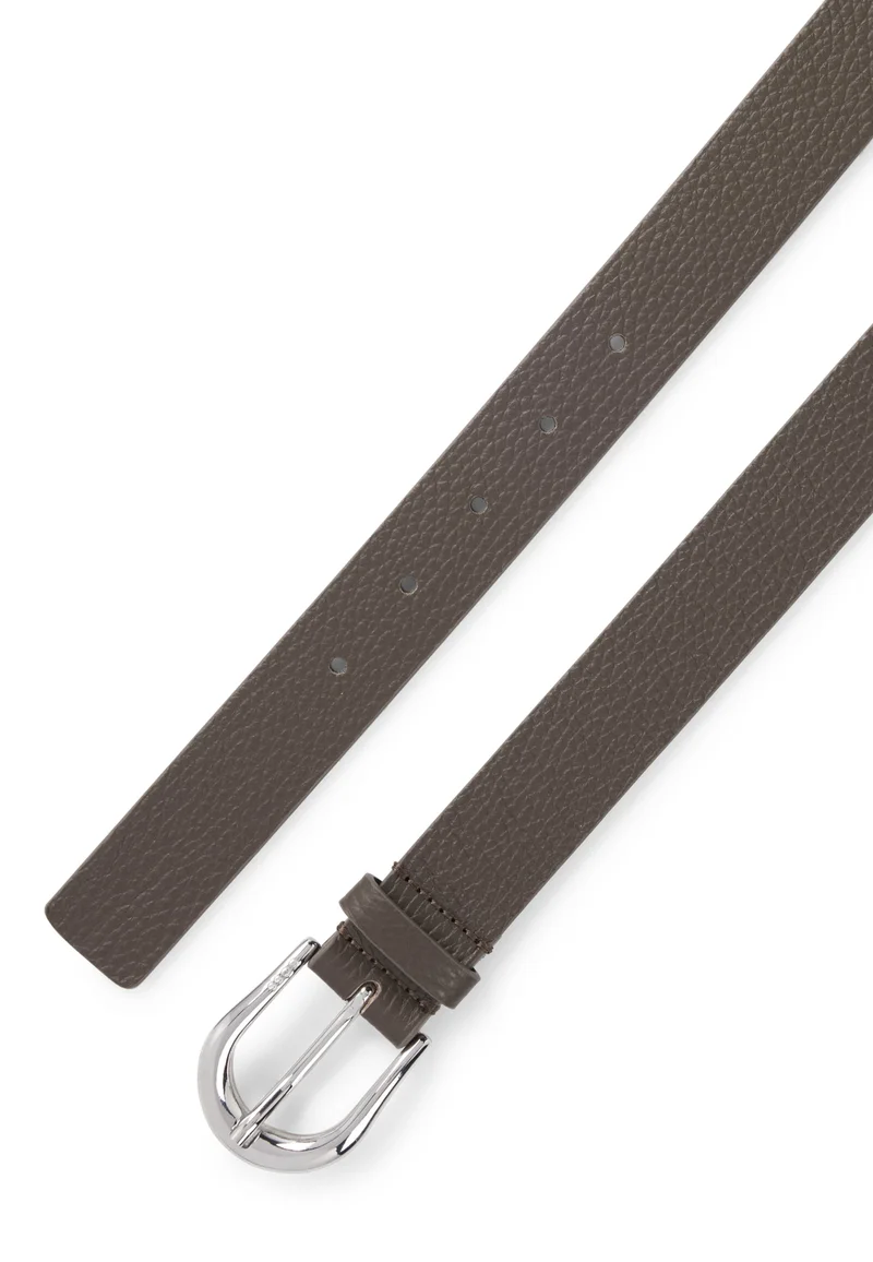 BOSS Khaki Italian-leather belt with polished silver hardware for Women | Best Price UAE