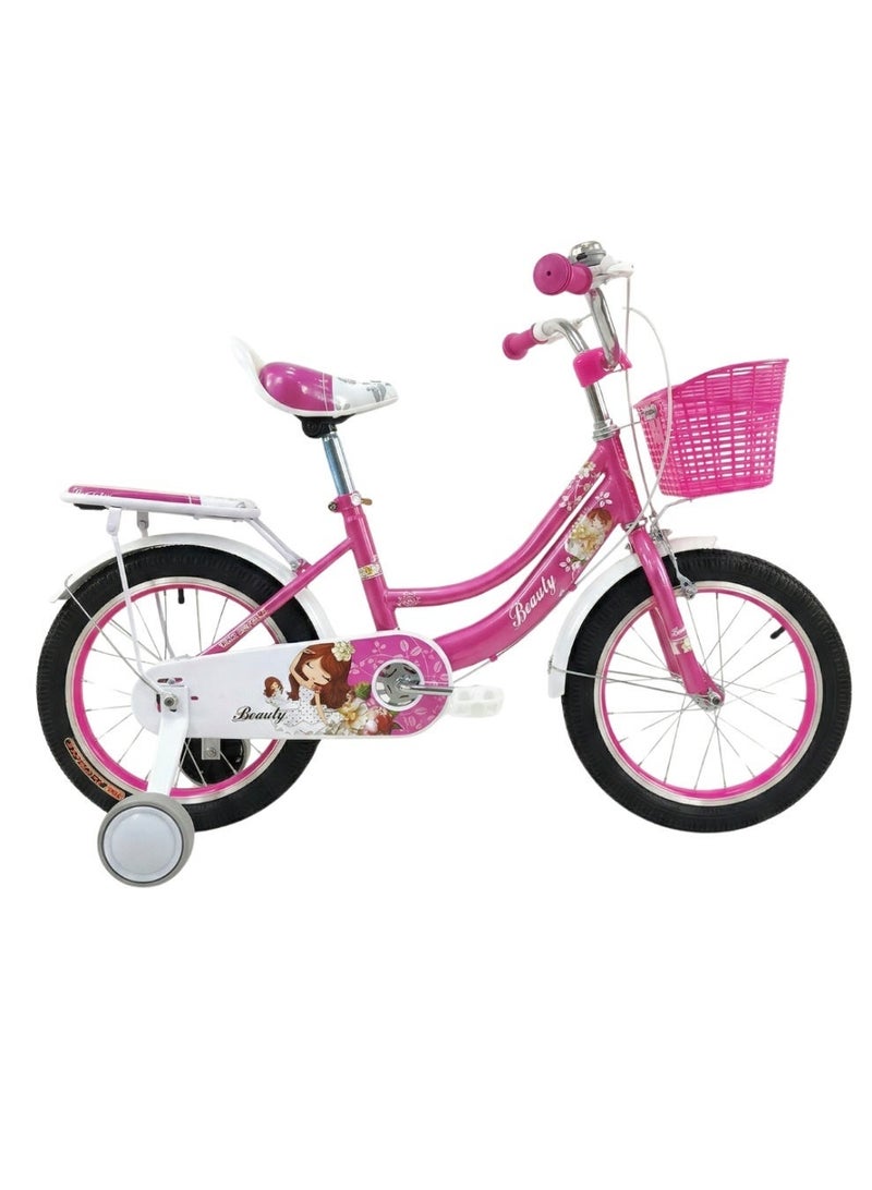 أسباير بوكس Aspire Books Beauty 12-Inch Kids’ Bicycle for Girls, Ages 2–5 Years – Pink Toddler Bike with Training Wheels, Front Basket, Rear Seat, and Adjustable Saddle –[ GDBT 12'' ATB ] - Image 3