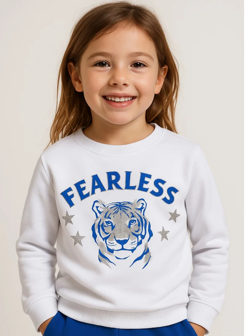 victor and jane Girls Fearless Tiger Fleece Sweatshirt