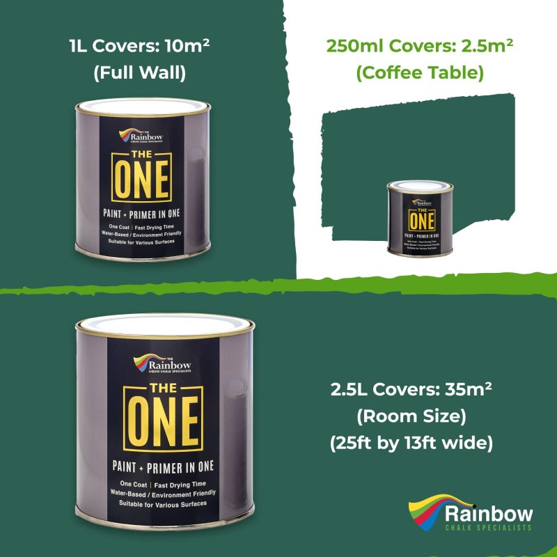 The One All-In-One Paint & Primer: Durable Furniture  Cabinet  Front Door  Wall  Bathroom  Kitchen - Fast Drying Interior & Exterior Craft Paint (Green  Satin  1 Liter) - Image 3