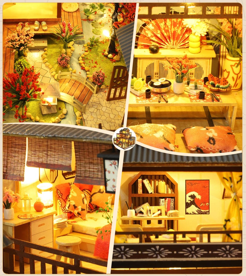 Spilay DIY Dollhouse Miniature with Wooden Furniture,DIY Dollhouse Kit Big Japanese Courtyard Model with LED & Music Box,1:24 Scale Creative Room Gift Idea for Adult Friend Lover (Yaquan Courtyard) - Image 4