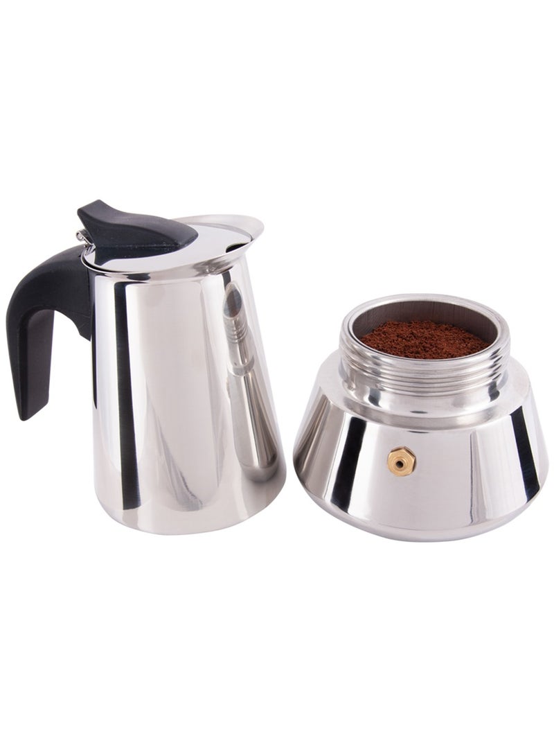 Biggcoffee صانعة الإسبريسو على الموقد، وعاء موكا، صانعة القهوة الإيطالية، جهاز تحضير القهوة، أواني موكا من الفولاذ المقاوم للصدأ، صانعة قهوة 6 أكواب 10 أونصات / 300 مل - Image 2