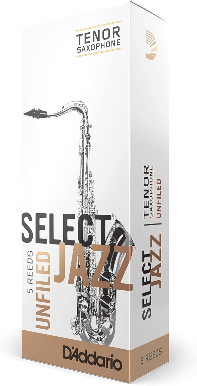 RICO D’Addario Woodwinds Select Jazz Tenor Sax Reeds, Unfiled, Strength 2 Hard, 5-pack - Image 1