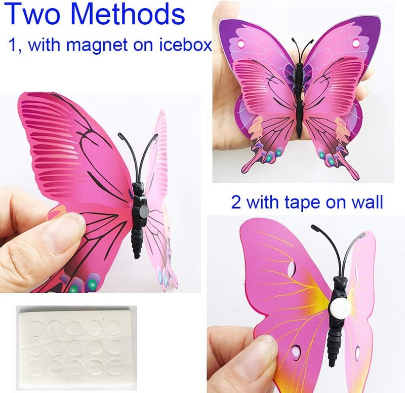 TVPHLLY 36pcs 3D Colorful Butterfly Wall Stickers DIY Art Decor Crafts for Party Nursery Classroom Offices Kids Girl Boy Baby Bedroom Bathroom Living Room Magnets and Glue Sticker Set 1(RED-Single Wing) - Image 4