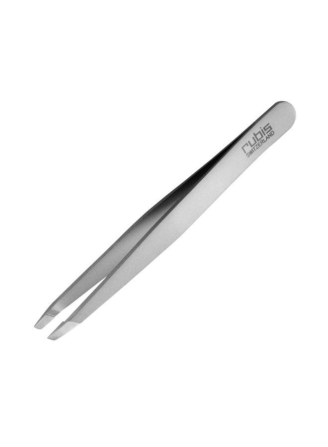 Rubis Ioncoated Classic Stainless Steel Slanted Tweezers For Precise Eyebrows And Hair Removal Made In Switzerland - Image 1