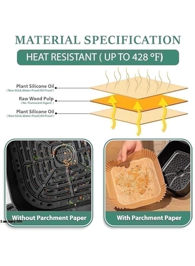 بروماس بطانات ورقية للمقلاة الهوائية - 100 قطعة من الورق القابل للاستخدام مرة واحدة والصالح للأكل - Image 4