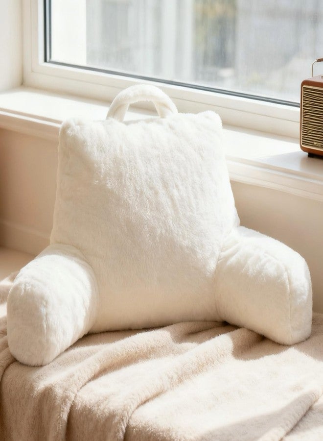 NOONTIDE Reading Pillow for Adults Sitting in Bed:Large Back Pillow with Detachable Neck Roll and Individual Cushion，Cover Washable Sit up Pillow,Watching TV/Gaming/Relaxing(FurryWhite) - Image 1