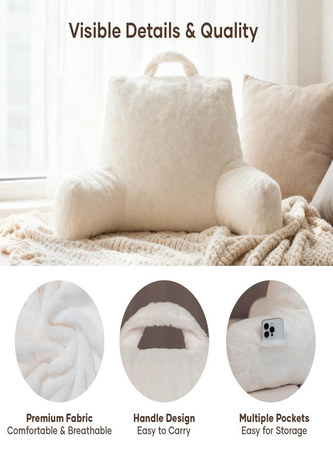 NOONTIDE Reading Pillow for Adults Sitting in Bed:Large Back Pillow with Detachable Neck Roll and Individual Cushion，Cover Washable Sit up Pillow,Watching TV/Gaming/Relaxing(FurryWhite) - Image 5