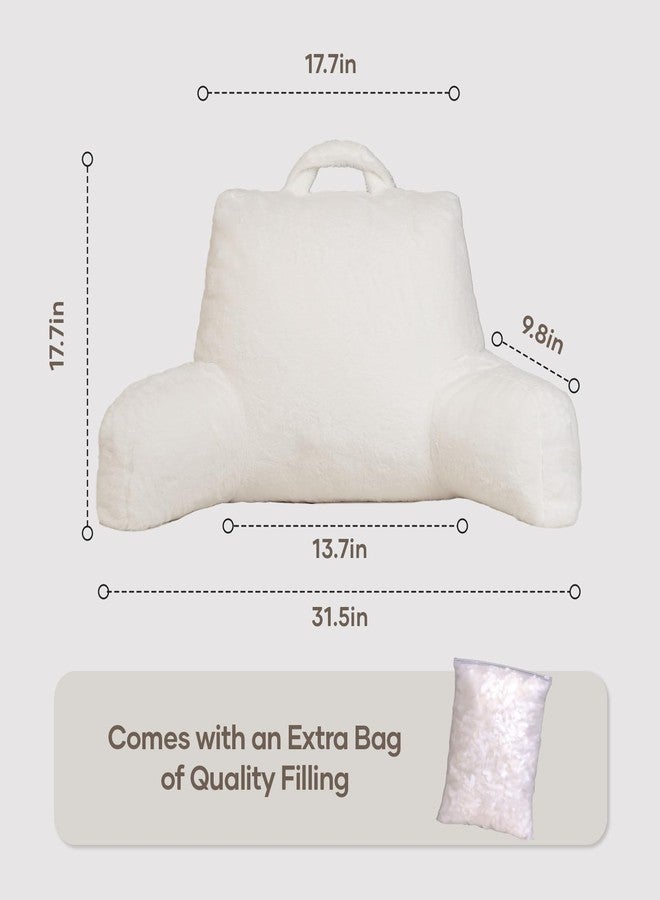NOONTIDE Reading Pillow for Adults Sitting in Bed:Large Back Pillow with Detachable Neck Roll and Individual Cushion，Cover Washable Sit up Pillow,Watching TV/Gaming/Relaxing(FurryWhite) - Image 2