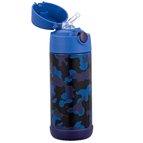 Snug Insulated Kids Water Bottle with Straw & Spout – Double-Wall Stainless Steel, Leakproof, Easy-Flip Lid – For School, Travel, Toddlers & Big Kids - Blue Camo, 12oz - Image 4