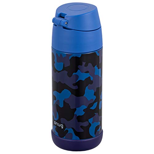 Snug Insulated Kids Water Bottle with Straw & Spout – Double-Wall Stainless Steel, Leakproof, Easy-Flip Lid – For School, Travel, Toddlers & Big Kids - Blue Camo, 12oz - Image 5
