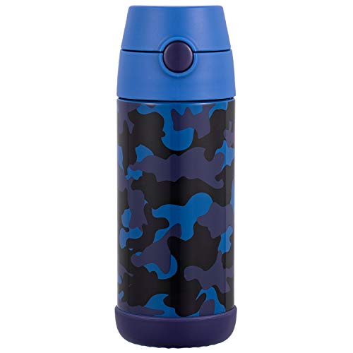 Snug Insulated Kids Water Bottle with Straw & Spout – Double-Wall Stainless Steel, Leakproof, Easy-Flip Lid – For School, Travel, Toddlers & Big Kids - Blue Camo, 12oz - Image 2
