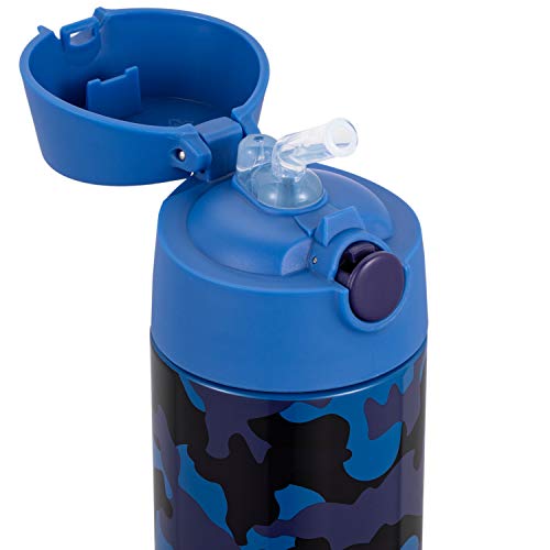 Snug Insulated Kids Water Bottle with Straw & Spout – Double-Wall Stainless Steel, Leakproof, Easy-Flip Lid – For School, Travel, Toddlers & Big Kids - Blue Camo, 12oz - Image 3
