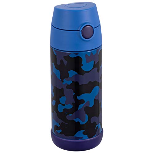 Snug Insulated Kids Water Bottle with Straw & Spout – Double-Wall Stainless Steel, Leakproof, Easy-Flip Lid – For School, Travel, Toddlers & Big Kids - Blue Camo, 12oz - Image 1