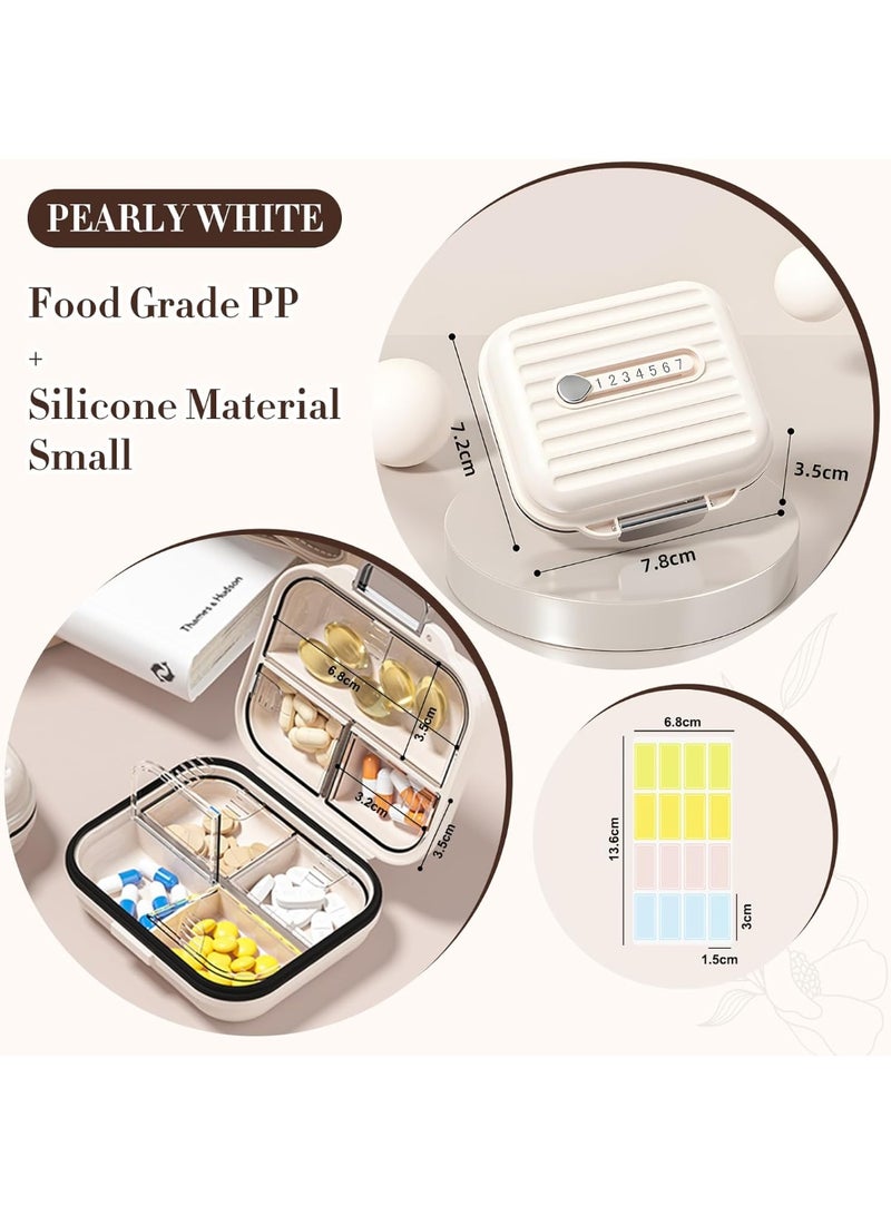Bukela Travel Pill Organizer Box, 7 Compartments Portable Mini Pill Case, Daily Medication Organizer Storage Pill Container for Pocket Pharmacy(Pearly White, S) - Image 2