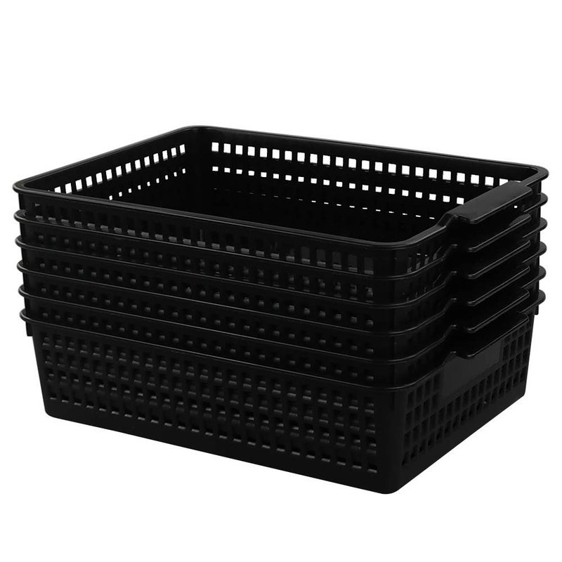 Begale 6-Pack Desktop Storage Basket for Office Supplies, File, Letter and Document Organizer, Black - Image 1