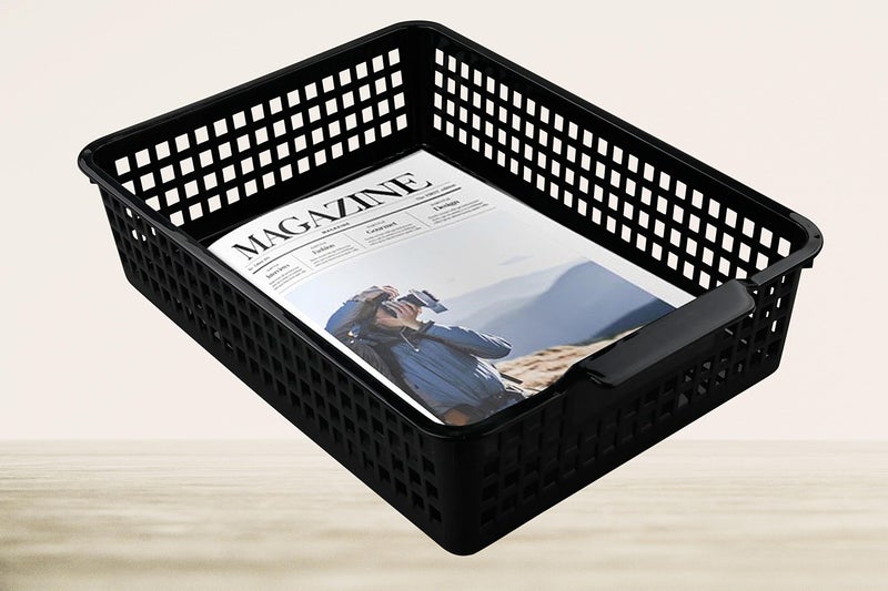 Begale 6-Pack Desktop Storage Basket for Office Supplies, File, Letter and Document Organizer, Black - Image 5