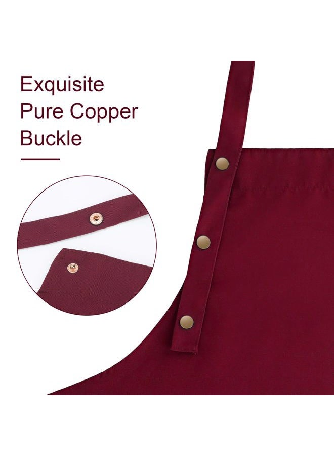 LOYGLIF Apron for Men Women with Adjustable Straps and Large Pockets, Canvas Cotton Cooking Kitchen Chef Aprons Waterproof, Red, M-L-XL - Image 2