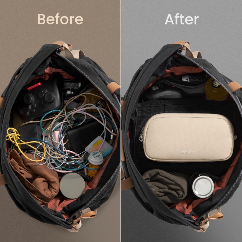 tomtoc Electronics Organizer Travel Case, Water Resistant Travel Bag Cable Organizer for Essentials, Tech Pouch Accessories Carry Storage for Cord, Phone, Cables, Airpods, USB Flash Drive, Daily Items - Image 5