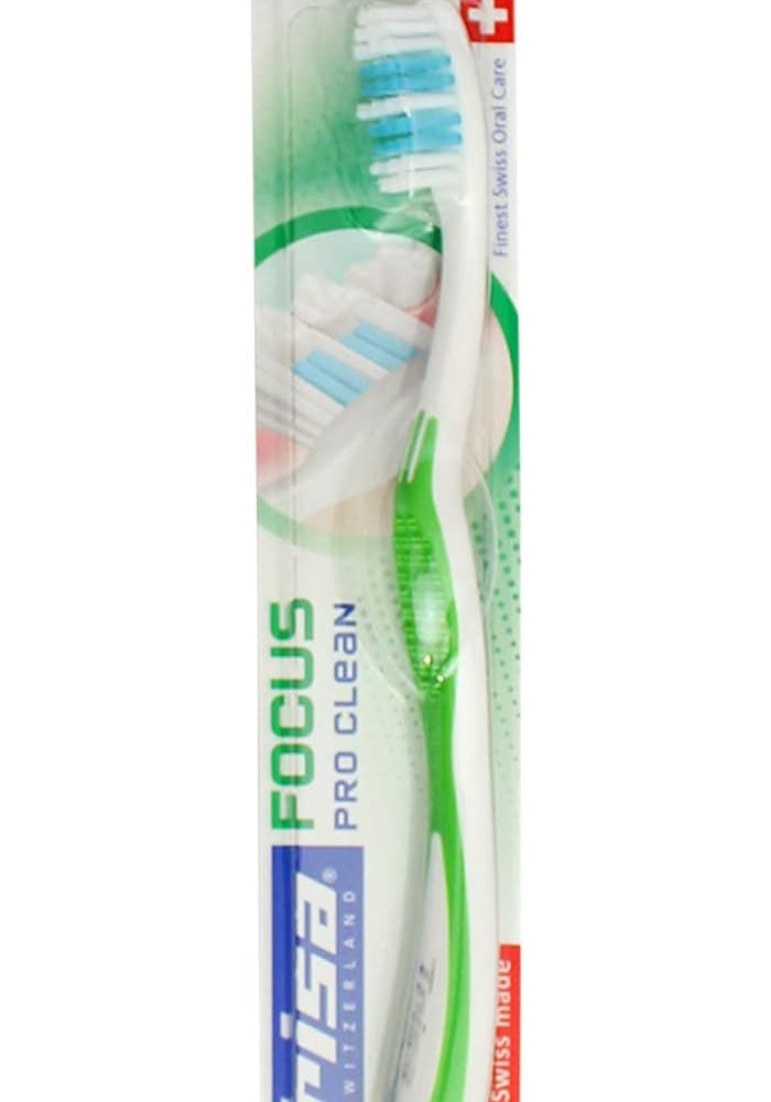 TRISA فرشاة أسنان تريزا فوكوس برو كلين سوفت للبالغين مع غطاء سفر - أفضل رعاية فموية سويسرية - Image 2