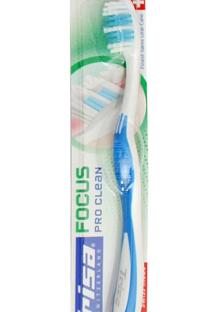 TRISA فرشاة أسنان تريزا فوكوس برو كلين سوفت للبالغين مع غطاء سفر - أفضل رعاية فموية سويسرية - Image 1