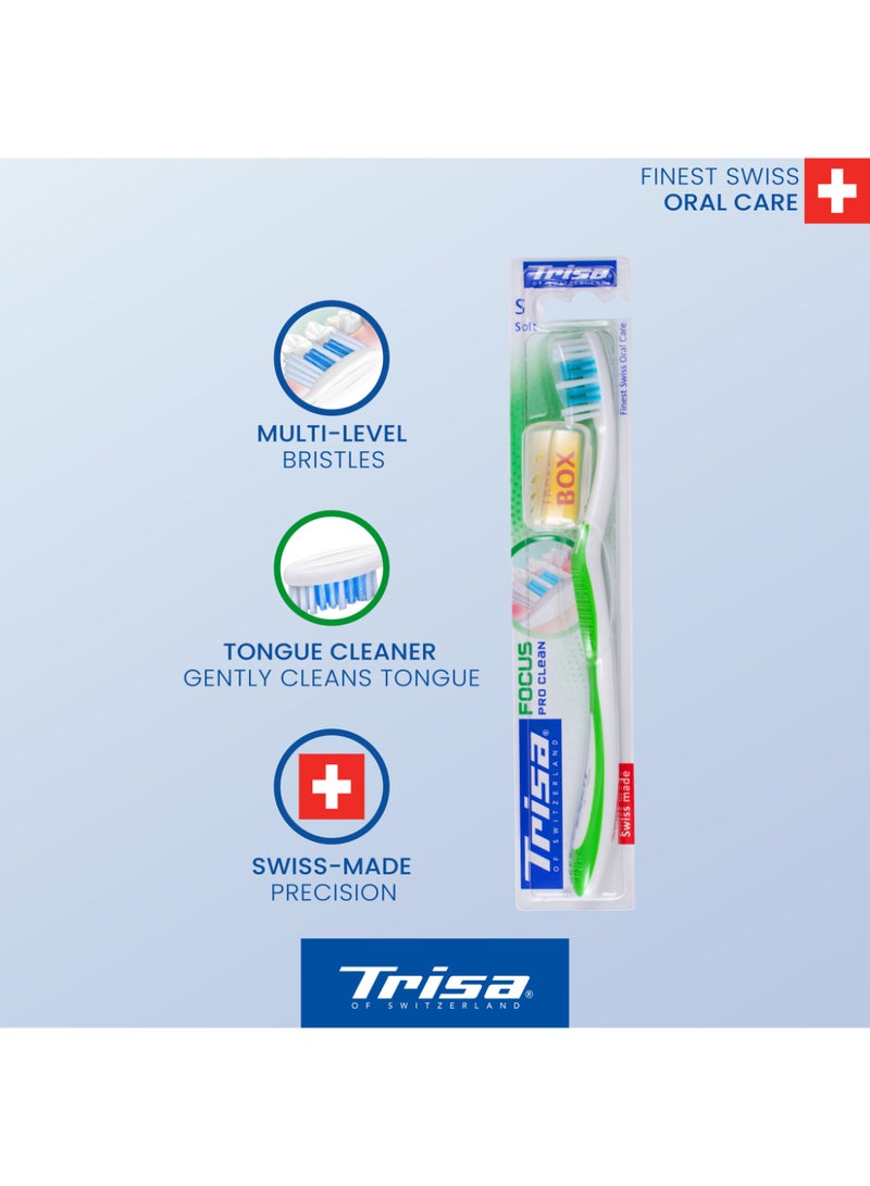 Trisa Focus Pro Clean Soft Adult Toothbrush with Travel Cap - Finest Swiss Oral Care - Image 2
