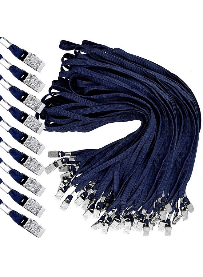 Hoolerry 300 Pcs Lanyards Clips Bulk Lanyards For Id Name Badge Holder Lanyards Flat With Swivel Hook For Office School(Dark Blue) - Image 1