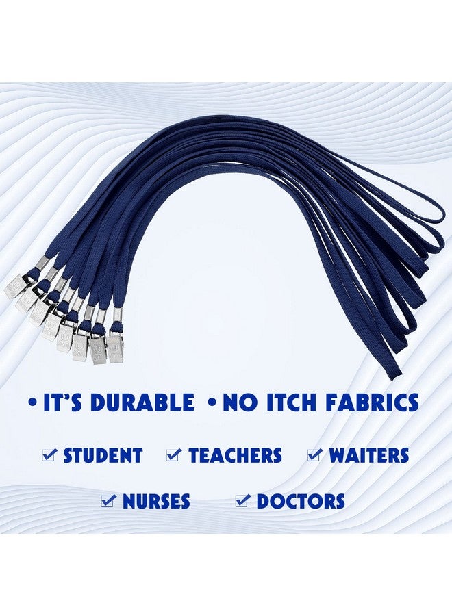 Hoolerry 300 Pcs Lanyards Clips Bulk Lanyards For Id Name Badge Holder Lanyards Flat With Swivel Hook For Office School(Dark Blue) - Image 4