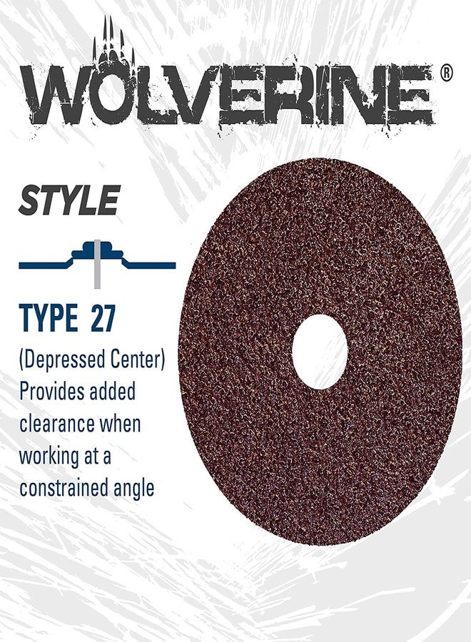 Weiler 61503 Wolverine Aluminum Oxide Resin Fiber Sanding & Grinding Disc, 5" Diameter, 36 Grit, 5/8" - 11 Hub (Pack of 25) - Image 3