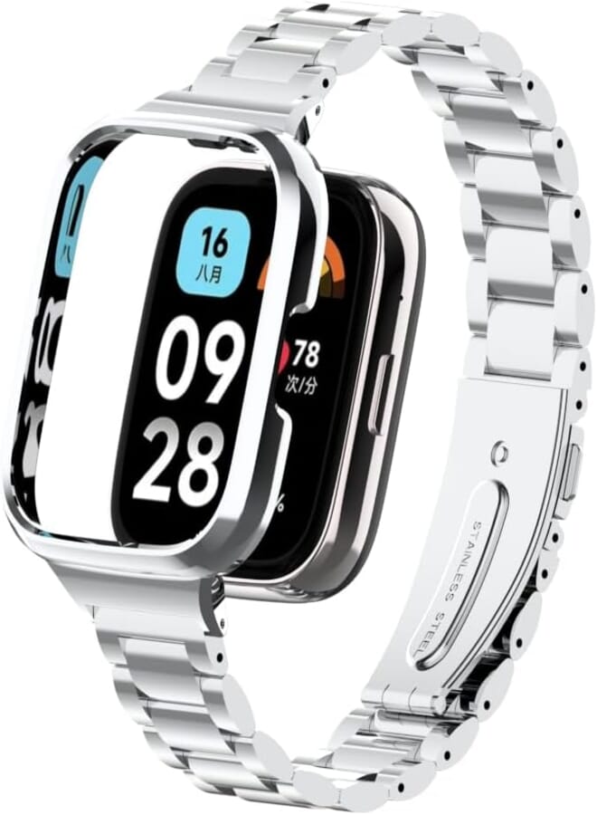 Next Next Store Metal Band Compatible with Xiaomi 3 Active, Stainless Steel Bracelet Non-Oxidation and Adjustable, with Metal Frame Protection.