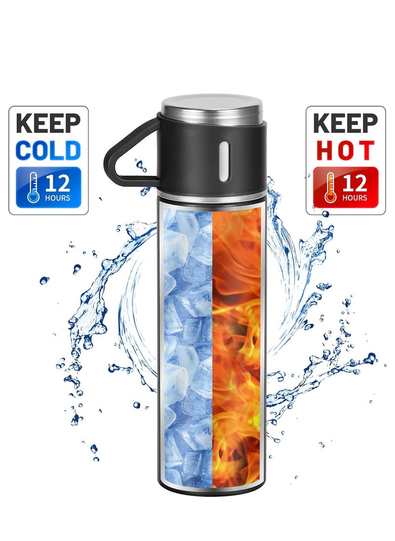 ELTRAZONE 500ml/17 OZ Stainless Steel Thermo Bottle with 3 Cups, Insulated Coffee Water bottle for Hot and Cold Drinks, Vacuum Flask Set  - Image 4