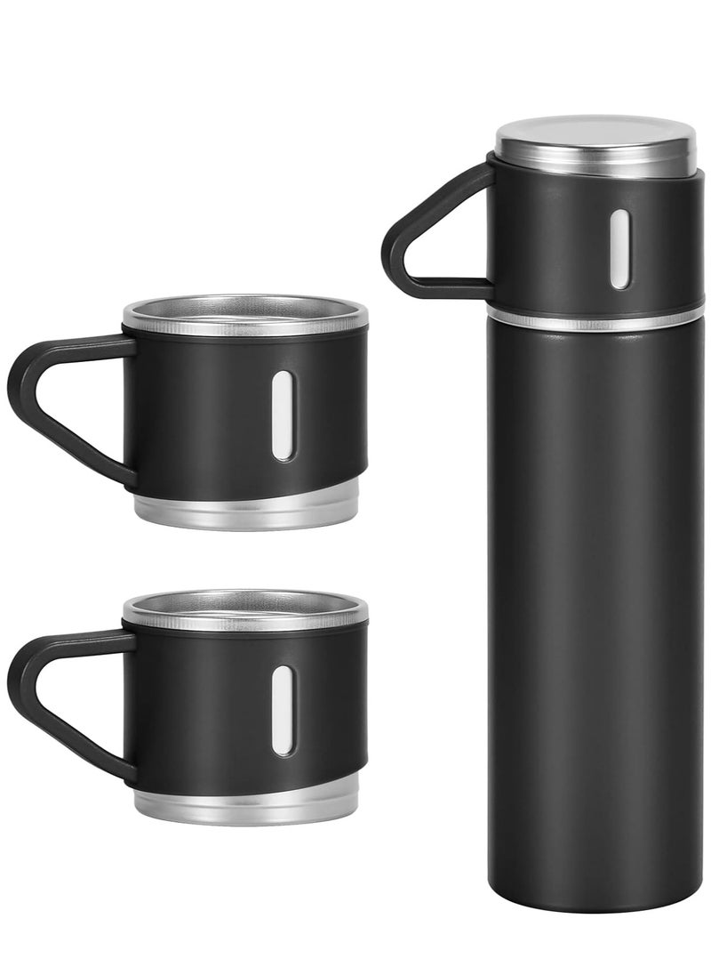 ELTRAZONE 500ml/17 OZ Stainless Steel Thermo Bottle with 3 Cups, Insulated Coffee Water bottle for Hot and Cold Drinks, Vacuum Flask Set  - Image 1