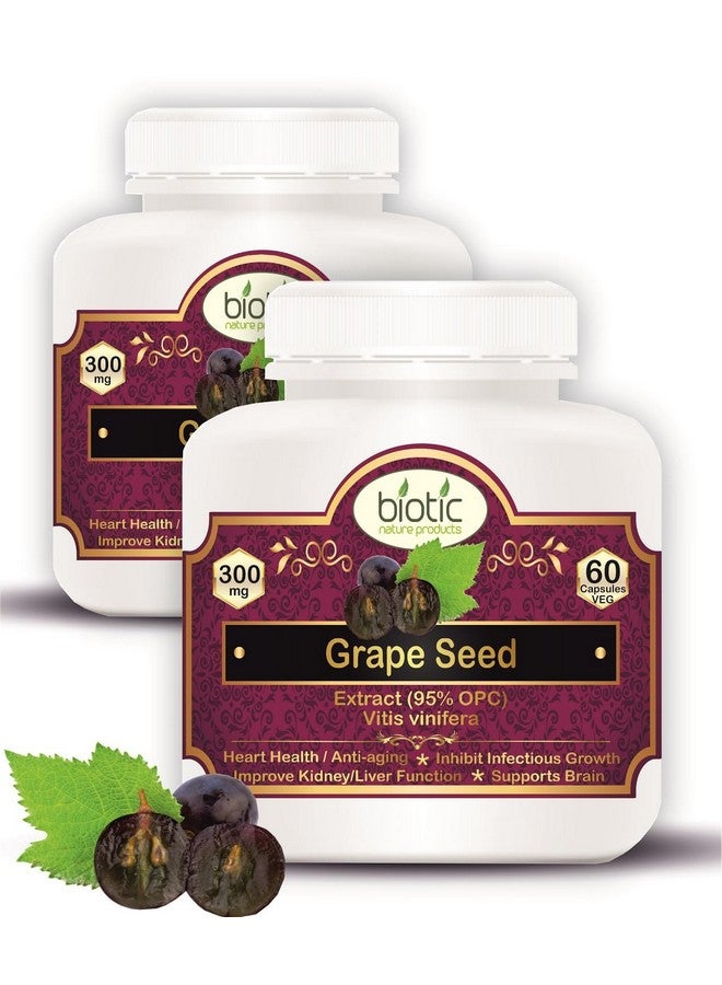 Biotic Natural Grape Seed Extract - Grapeseed Capsule - 120 Veg Capsules (Pack of 2) - Image 1