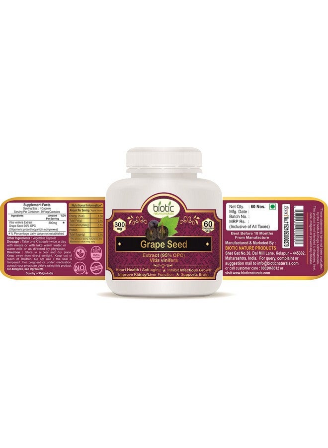 Biotic Natural Grape Seed Extract - Grapeseed Capsule - 120 Veg Capsules (Pack of 2) - Image 2